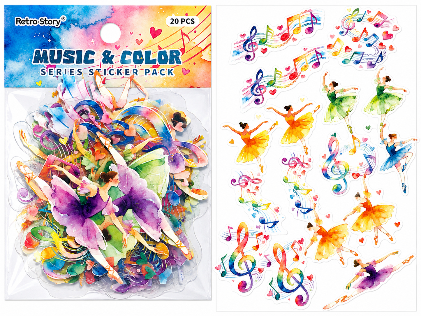 Music Colour Dancer PET Stickers