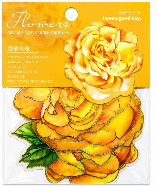 Flower Holographic PET Stickers